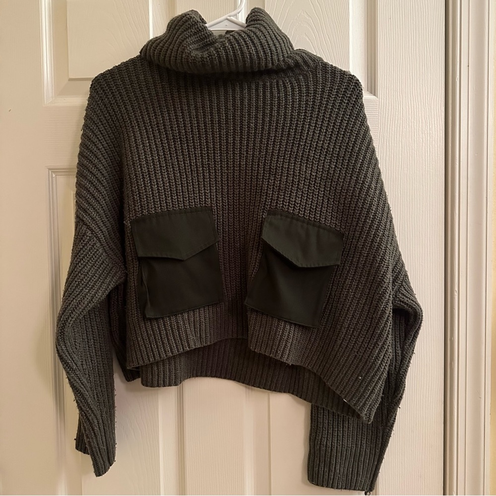 Zara Chunky Knit Cropped Turtleneck Sweater